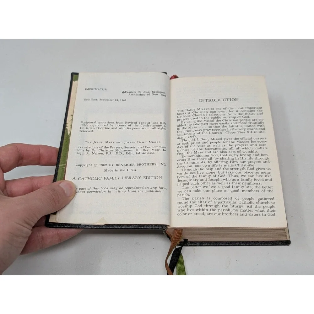 Jesus Mary & Joseph JMJ‎ Daily Missal The Official Prayers Church Benzinger 1962